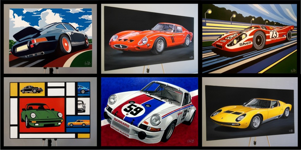 Automotive Car Art Pop Realism Porsche Paintings and Commissions by The Cartist Clive Botha for clients in the USA, UK, Canada, Europe, Australia and South Africa