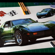 1973 Chevrolet Corvette C3 Artwork Drawing - The Cartist