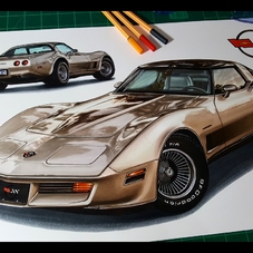 1982 Chevrolet Corvette C3 Artwork Drawing - The Cartist