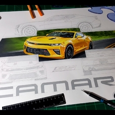 Chevrolet Camaro SS Logo Artwork Drawing - The Cartist
