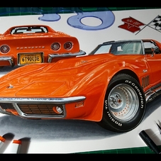 1969 Chevrolet Corvette C3 Artwork Drawing - The Cartist