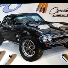 1963 Corvette Grand Sport - Superformance Artwork Drawing - The Cartist