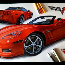 2011 Chevrolet Corvette Grand Sport Artwork Drawing - The Cartist