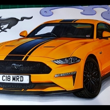 2019 Ford Mustang GT 5.0 Artwork Drawing - The Cartist