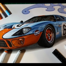 1969 Ford GT40 MK1 Superformance Artwork Drawing - The Cartist