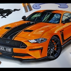 2019 Ford Mustang S550 Artwork Drawing - The Cartist