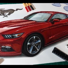 2015 Ford Mustang Ecoboost Premium Artwork Drawing - The Cartist
