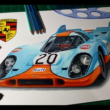1970 Porsche 917K Artwork Drawing - The Cartist