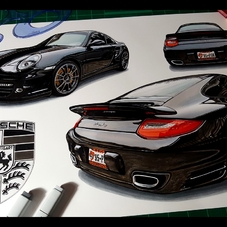 Porsche 911 Turbo Coupe Artwork Drawing - The Cartist
