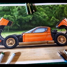 1967 Lamborghini Miura P400 Artwork Drawing - The Cartist