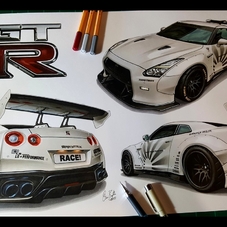 2016 LB-Works Nissan GT-R R35 Artwork Drawing - The Cartist