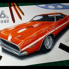 1970 Dodge Challenger RT Artwork Drawing - The Cartist