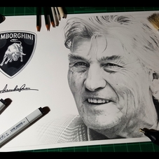 Ferruccio Lamborghini Portrait Artwork Drawing - Clive Botha