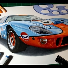 1965 Ford GT40 Superformance MKI Artwork Drawing - The Cartist