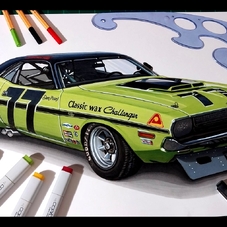 1970 Dodge Challenger Racing Artwork Drawing - The Cartist