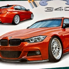 2018 BMW 340i Artwork Drawing - The Cartist