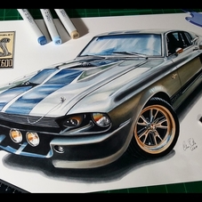 1968 Shelby Mustang GT500 Artwork Drawing - The Cartist