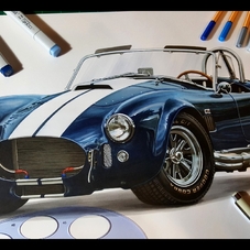 1966 AC Shelby Cobra 427 Artwork Drawing - The Cartist