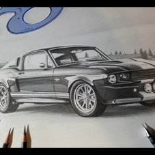 1967 Ford Mustang Shelby GT500 Artwork Drawing - The Cartist