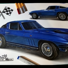 1965 Chevrolet Corvette Stingray Artwork Drawing - The Cartist