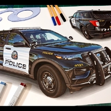 2020 Ford Explorer Law Enforcement Artwork Drawing - The Cartist