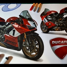 2019 Ducati Panigale V4 25° Anniversario 916 Drawing Artwork - The Cartist