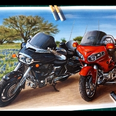 Honda Valkyrie and Gold Wing Trike Artwork Drawing - The Cartist