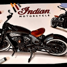2020 Indian Scout Motorcycle Artwork Drawing - The Cartist