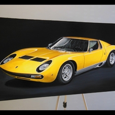 1971 Lamborghini Miura SV acrylic on canvas Pop Realism painting - The Cartist