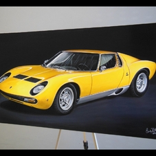 1971 Lamborghini Miura SV acrylic on canvas Pop Realism painting - The Cartist