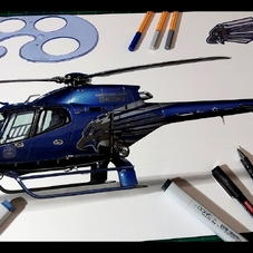 Calgary Police EC120B Helicopter Drawing Artwork - The Cartist