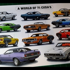 1971 Plymouth Barracuda Artwork Drawing Design - The Cartist